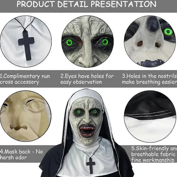 Uhyggelig Halloweenmaske, Skræmmende Masker, Skræmmende Halloweenmaske med Vedhæng, Perfekt til Maskeradefester