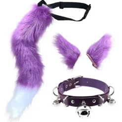 Ulve Ræv Hale Cosplay Kostume, Kunstig Pels Hårklemme Hovedbeklædning Til Halloween Purple Expedited