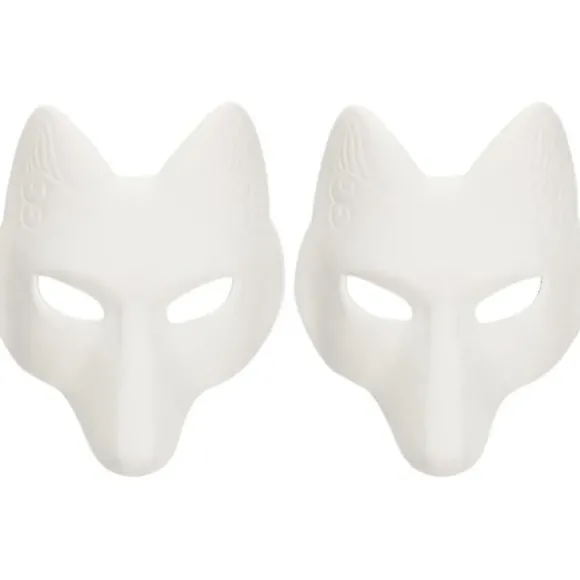 Ulvehoved Maske Dyremasker 2 stk. Rævemaske, Halloween Hvid Rævemaske AA