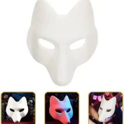 Ulvehoved Maske Dyremasker 2 stk. Rævemaske, Halloween Hvid Rævemaske AA
