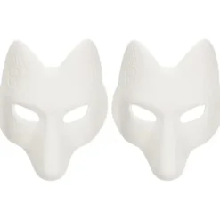 Ulvehoved Maske Dyremasker 2 stk. Rævemaske, Halloween Hvid Rævemaske