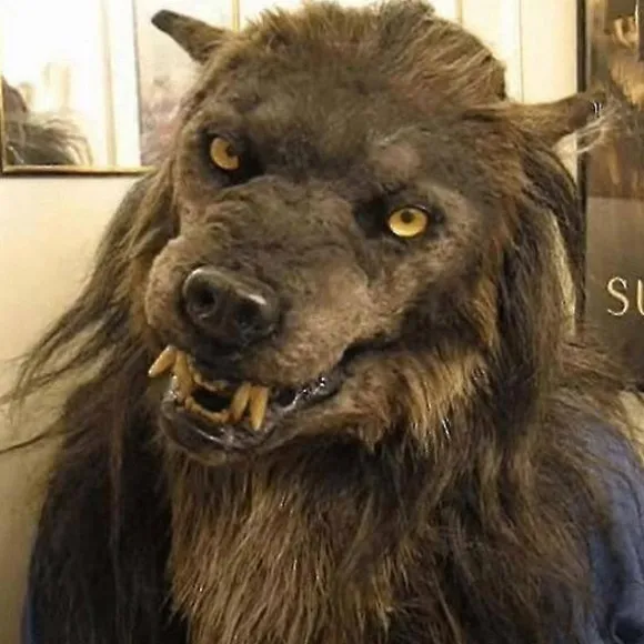 Ulvemaske med glødende øjne, bevægelige ører og kæber til Halloween Cosplay og sjov til fester