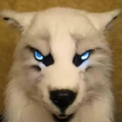 Ulvemaske med glødende øjne, bevægelige ører og kæber til Halloween Cosplay og sjov til fester