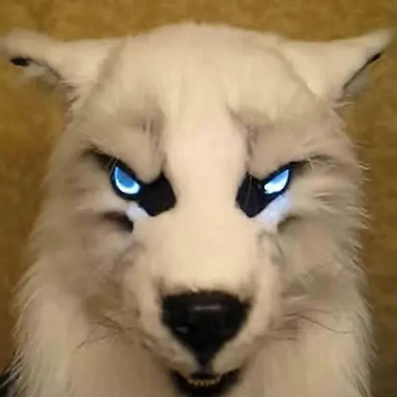 Ulvemaske med glødende øjne, bevægelige ører og kæber til Halloween Cosplay og sjov til fester