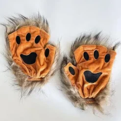 Ulvepotehandsker Kunstpels Kat Fingerløse Votter Vinter Varme Cosplay Halloween Maskerade Kostume C