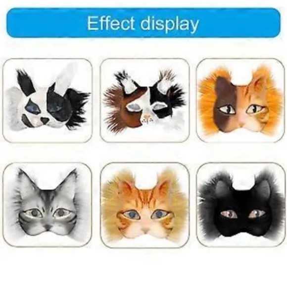 Umalede Ræve Maske Halloween Cosplay Maske Håndmalet Katte Maske med Pels Anime Cosplay Maske Dyremaske Sæt brun Orange