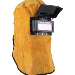 Unikt design svejsehjelm, lædermaske svejsehjelm med ergonomisk hætte til bred anvendelse, åndbar varmebestandig automatisk mørkfarvende filter
