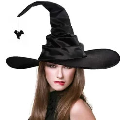 Unisex Halloween Vinklet Heksehat Sort Folder Troldmand Hat Mænd Kvinder A