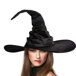 Unisex Halloween Vinklet Heksehat Sort Folder Troldmand Hat Mænd Kvinder A