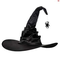 Unisex Halloween Vinklet Heksehat Sort Folder Troldmand Hat Mænd Kvinder A