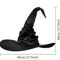 Unisex Halloween Vinklet Heksehat Sort Folder Troldmand Hat Mænd Kvinder A