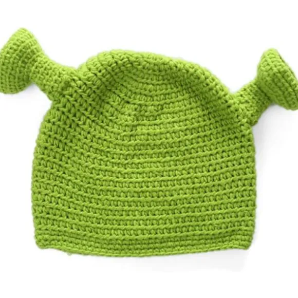 Unisex Håndlavet Strikket Shrek Hat, Beanie, Varmt og Holdbart Håndlavet Strikket Hat, Cosplay Bowler Hat, Uld Vinterhat til Kvinder Mænd Grøn