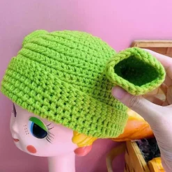 Unisex Håndlavet Strikket Shrek Hat, Beanie, Varmt og Holdbart Håndlavet Strikket Hat, Cosplay Bowler Hat, Uld Vinterhat til Kvinder Mænd Grøn