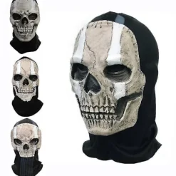 Unisex Horror Ghost Skull Maske Ghost Call Of Duty Latex Hovedbeklædning Hjelm Cosplay Perform Party Maskerade Prop B