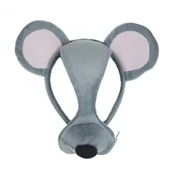 Unisex Musemaske på hårbøjle med lyd Grey One Size
