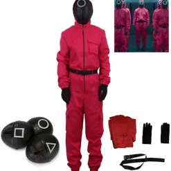 Unisex Squid Game 2 Kostume Cosplay Jumpsuit + Squid Game Maske Halloween Outfit Gave L LL{azc} L triangle