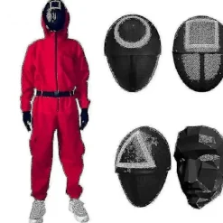 Unisex Squid Game Kostume Onesie + Squid Game Maske Halloween Kostume Gave - Perfekt square L