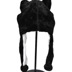 Unisex Vinter Plys Øreklap Dyrehatte Sort Husky Hovedomkreds 56-58cm/22-22.83inch