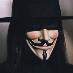 V for Vendetta Guy Fawkes Mask Kvalitet Anonymous Mask Halloween Kostume Hackers Mask Cosplay Party Mask One Size-FM-