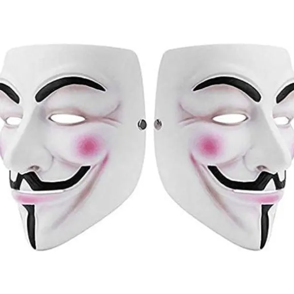 V for Vendetta Guy Fawkes Mask Kvalitet Anonymous Mask Halloween Kostume Hackers Mask Cosplay Party Mask One Size-FM-