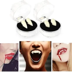 Vampyrtænder 2 par vampyrtænder til at fastgøre og modellere Natural Whi
