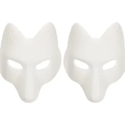 Varghoved Maske Dyremasker 2 stk. Rævemaske, Halloween Hvid Rævemaske AA