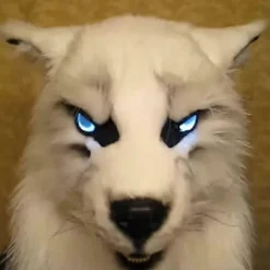 Varulvemaske med glødende øjne, bevægelige ører og kæber til Halloween-dekoration, cosplay-fest