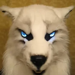 Varulvemaske med glødende øjne, bevægelige ører og kæber til Halloween Cosplay-fest black