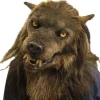 Varulvmaske med glødende øjne, bevægelige ører og kæber til Halloween Cosplay Party sort SQBB