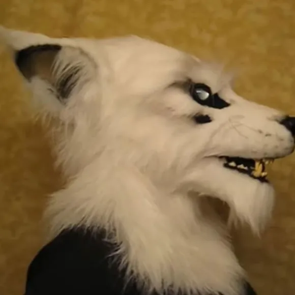 Varulvmaske med glødende øjne, bevægelige ører og kæber til Halloween Cosplay Party sort SQBB