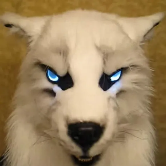 Varulvmaske med glødende øjne, bevægelige ører og kæber til Halloween Cosplay Party sort SQBB