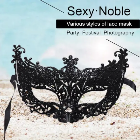 Venedig Sexet Golden Fox Mask Masquerade Kostume Dance Mask Access Black