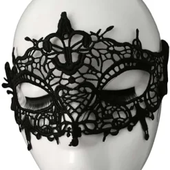 Venetiansk øjenmaske i blonder - blondermaske Bal Masked Halloween sort