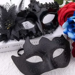 Venetiansk Maske Par Maskebal Maske Kvinder Blonde Venetiansk Maske til Kvinder Mænd Maskebal