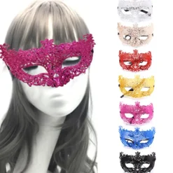 Venetiansk Sexet Gylden Rævemaske Maskefest Dansemask Black
