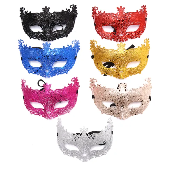 Venetiansk Sexet Gylden Rævemaske Maskefest Dansemask Black
