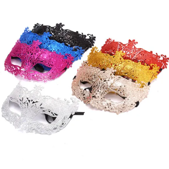 Venetiansk Sexet Gylden Rævemaske Maskefest Dansemask Black