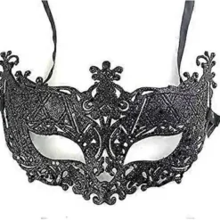 Venetiansk Sort Filigran Maskerade Maske Festtøj Jul - sort black-FA- black As shown