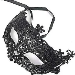 Venetiansk Sort Filigran Maskerade Maske Festtøj Jul - sort black-FA- black As shown