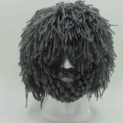 Viking skæg hue horn hat vinter varm maske strikket uld sjov
