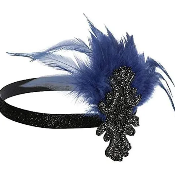 Vintage hårbånd til kvinder, 1920'er fjerhårbånd Gatsby Flapper-tilbehør Charleston-hårbånd 20'er vintage-temafest