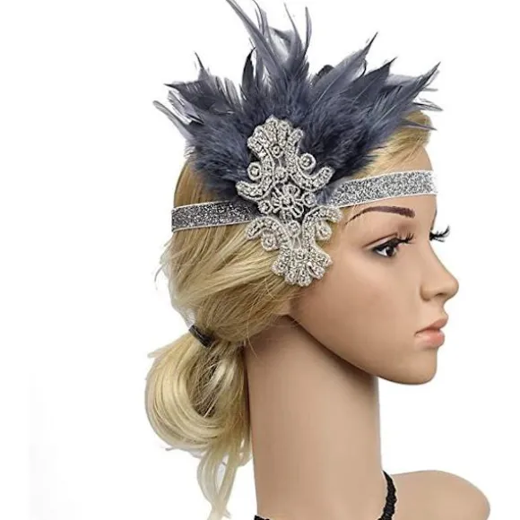 Vintage hårbånd til kvinder, 1920'er fjerhårbånd Gatsby Flapper-tilbehør Charleston-hårbånd 20'er vintage-temafest