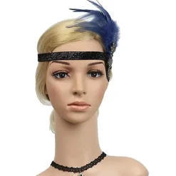 Vintage hårbånd til kvinder, 1920'er fjerhårbånd Gatsby Flapper-tilbehør Charleston-hårbånd 20'er vintage-temafest