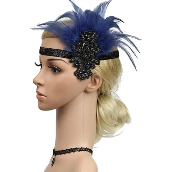 Vintage hårbånd til kvinder, 1920'er fjerhårbånd Gatsby Flapper-tilbehør Charleston-hårbånd 20'er vintage-temafest