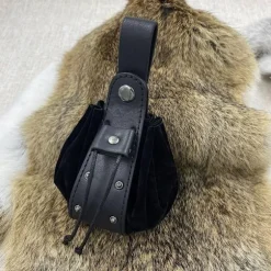 Vintage middelalderlig imiteret læder snøretaske, middelalderlig bærbar pung, hoftetaske med nitter og terningepose til LARP
