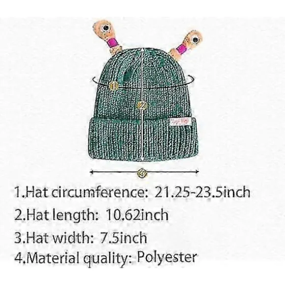 Vinter Forældre-barn Sød Glødende Lille Monster Strikket Hat, Sjov Sød Monster Beanies Cap, Sjov Glødende Monster Strikket Hat Gray