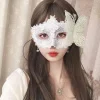 Vit 1 stk. venetiansk maske par maskerade maske kvindelig maske blonde maskerade karneval fest kostume bal