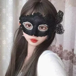 Vit 1 stk. venetiansk maske par maskerade maske kvindelig maske blonde maskerade karneval fest kostume bal