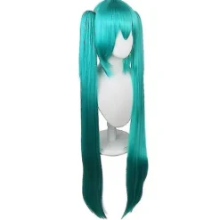 Vocaloid Cosplay Parykker 110cm Lang Grøn Pink Med 2 Klips Miku Syntetisk Hår Paryk Green