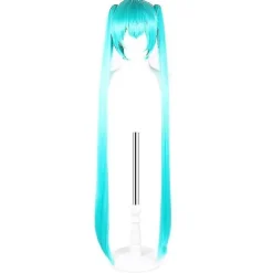Vocaloid Cosplay Parykker 110cm Lang Grøn Pink Med 2 Klips Miku Syntetisk Hår Paryk Green